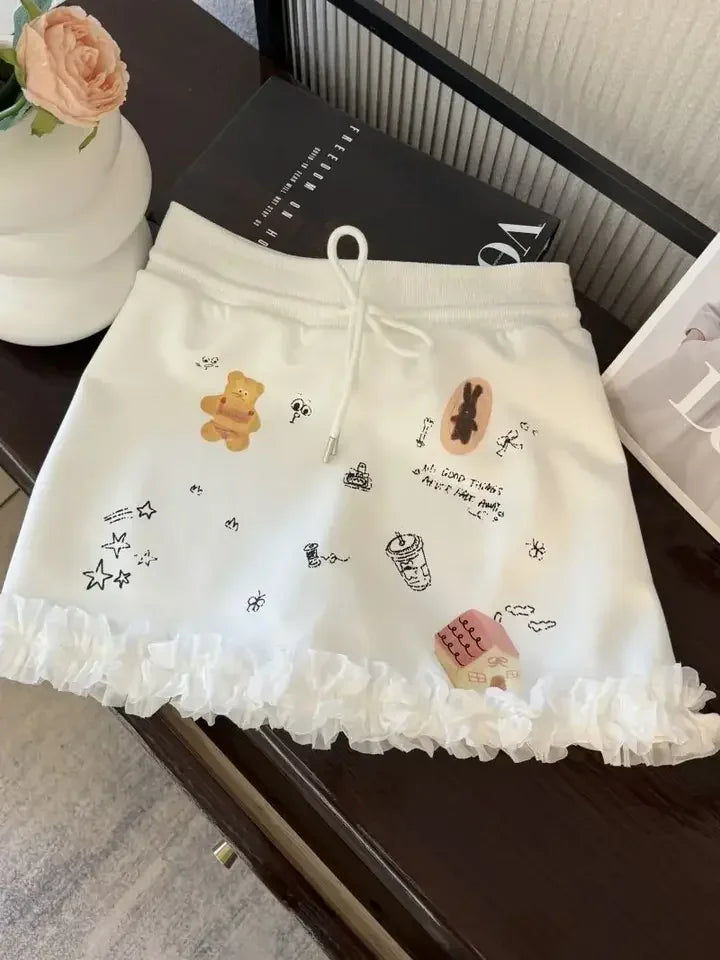 y2k mini sexy loose casual women's skirt printed skirt applique denim gothic street hip hop hoparajuku retro high waist