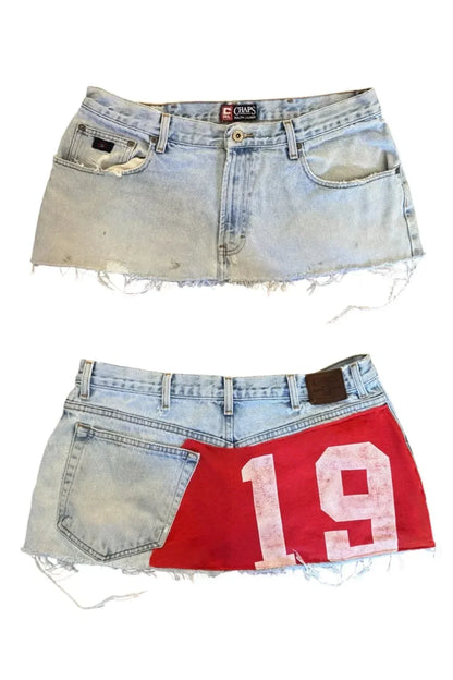 y2k mini sexy loose casual women's skirt printed skirt applique denim gothic street hip hop hoparajuku retro high waist