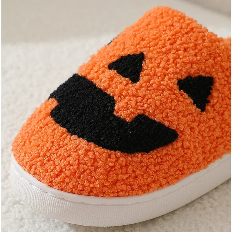 Halloween Home Slipper Women Plush Indoor Floor Non Slip Men Male House Shoes Fuzzy Winter Warm skull cartoon Female Plaid Gift