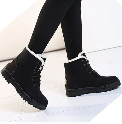 Boots Korean Style Winter Boots Snow Winter Shoes Woman Low Heels Women 's Fur Boots Ankle Combat Botas Mujer Luxury Footwear