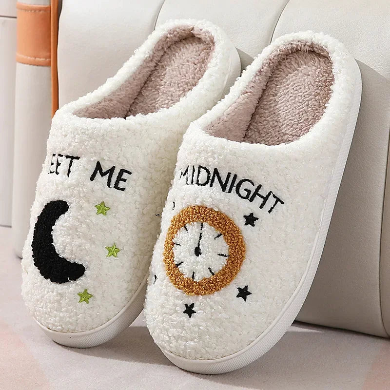 Halloween Home Slipper Women Plush Indoor Floor Non Slip Men Male House Shoes Fuzzy Winter Warm skull cartoon Female Plaid Gift