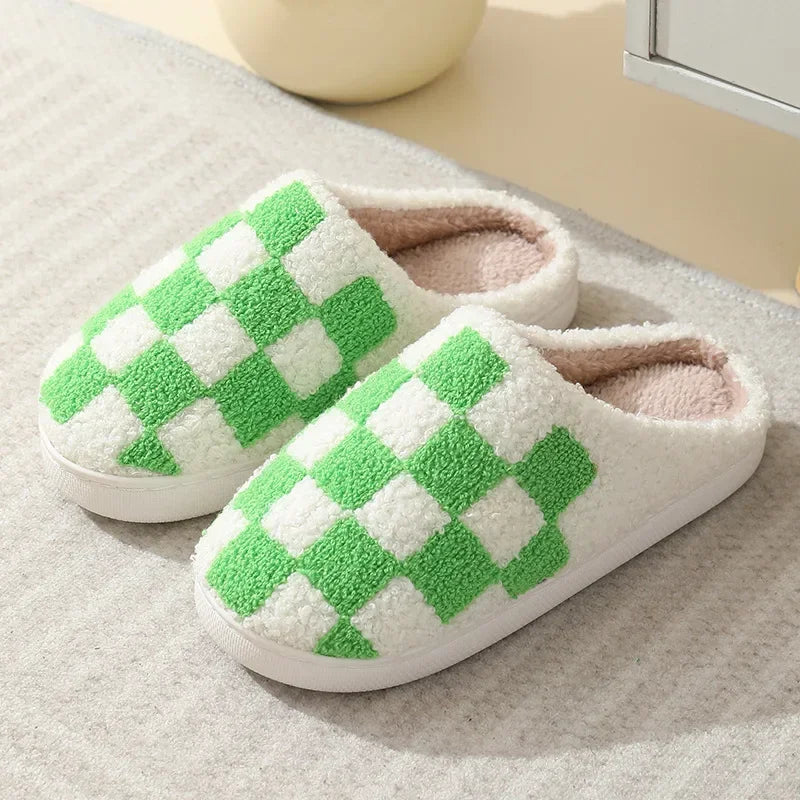 Halloween Home Slipper Women Plush Indoor Floor Non Slip Men Male House Shoes Fuzzy Winter Warm skull cartoon Female Plaid Gift