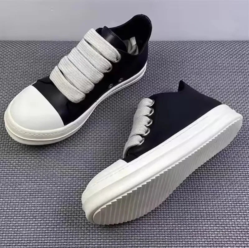 New Women Sneakers High-top Men's Casual Shoes Leather Shoes For Women Flat Sport Shoes Thick Lace Up Unisex Couple Women Shoes