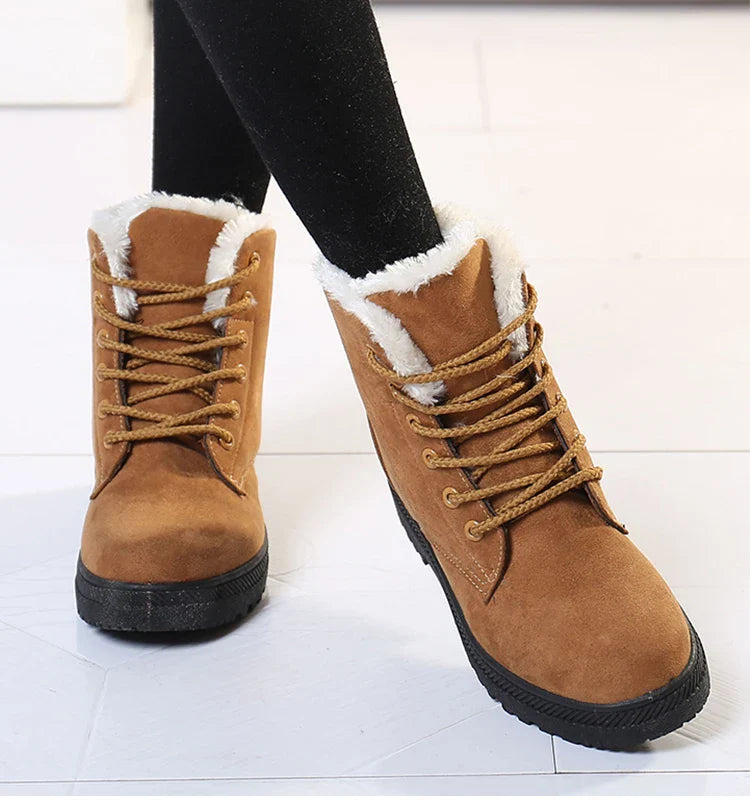 Boots Korean Style Winter Boots Snow Winter Shoes Woman Low Heels Women 's Fur Boots Ankle Combat Botas Mujer Luxury Footwear