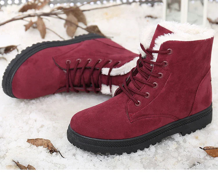 Boots Korean Style Winter Boots Snow Winter Shoes Woman Low Heels Women 's Fur Boots Ankle Combat Botas Mujer Luxury Footwear