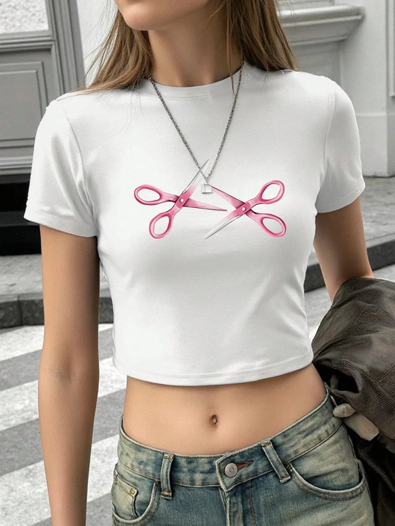 Women's Retro Figure Graphic Y2k Cropped T-Shirt Hip-Hop Elements Summer Daily Wear T-Shirt Y2k Ladies Clothes Female Clothing