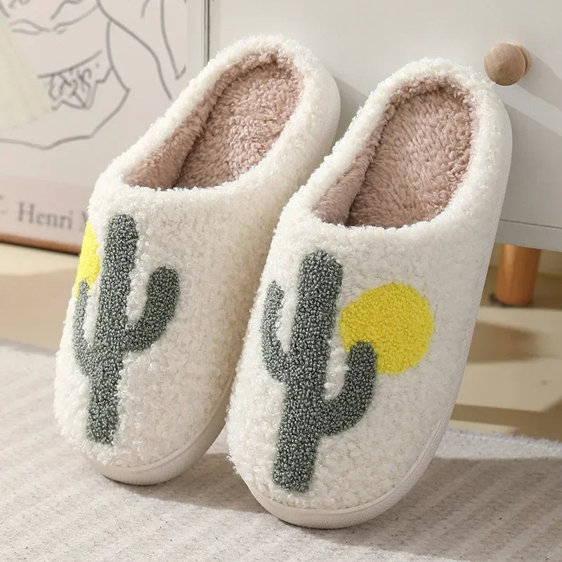 Halloween Home Slipper Women Plush Indoor Floor Non Slip Men Male House Shoes Fuzzy Winter Warm skull cartoon Female Plaid Gift