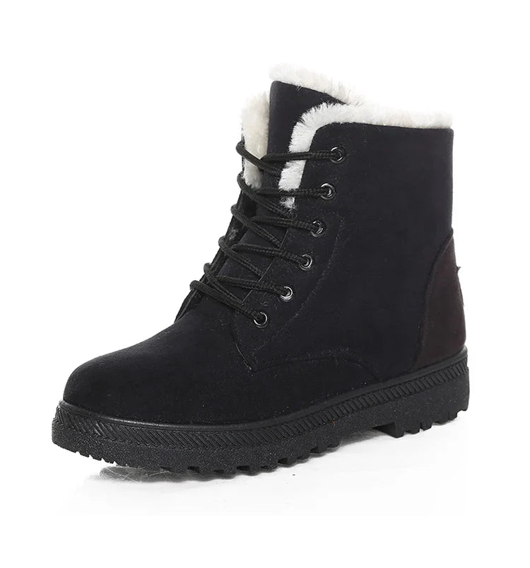 Boots Korean Style Winter Boots Snow Winter Shoes Woman Low Heels Women 's Fur Boots Ankle Combat Botas Mujer Luxury Footwear