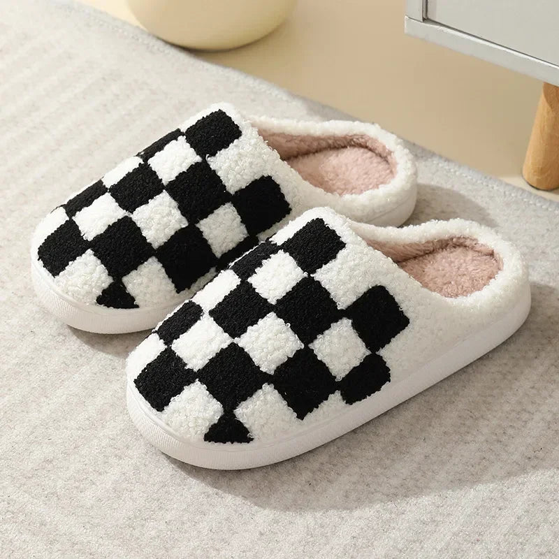 Halloween Home Slipper Women Plush Indoor Floor Non Slip Men Male House Shoes Fuzzy Winter Warm skull cartoon Female Plaid Gift