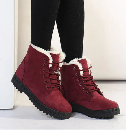 Boots Korean Style Winter Boots Snow Winter Shoes Woman Low Heels Women 's Fur Boots Ankle Combat Botas Mujer Luxury Footwear