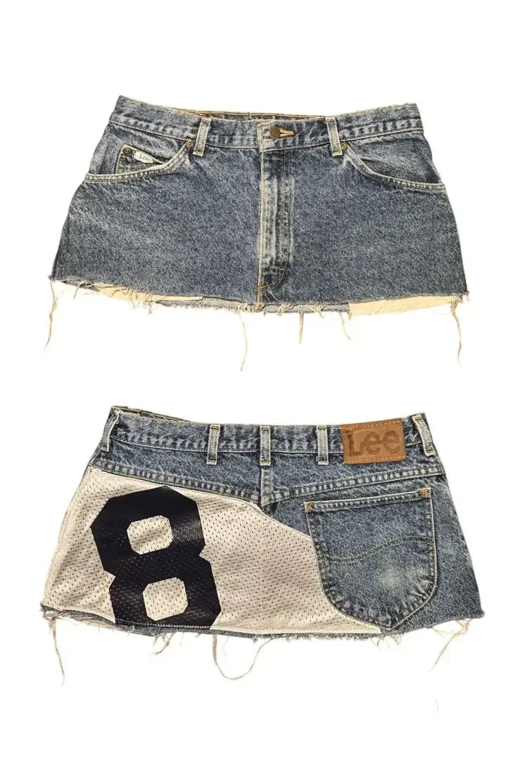 y2k mini sexy loose casual women's skirt printed skirt applique denim gothic street hip hop hoparajuku retro high waist