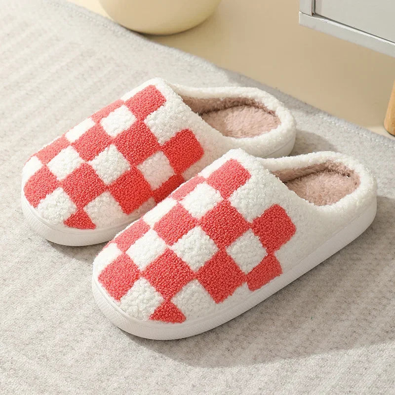 Halloween Home Slipper Women Plush Indoor Floor Non Slip Men Male House Shoes Fuzzy Winter Warm skull cartoon Female Plaid Gift