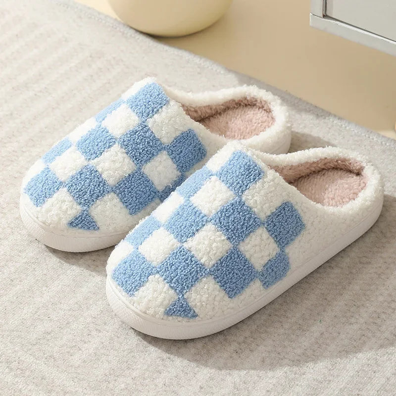 Halloween Home Slipper Women Plush Indoor Floor Non Slip Men Male House Shoes Fuzzy Winter Warm skull cartoon Female Plaid Gift
