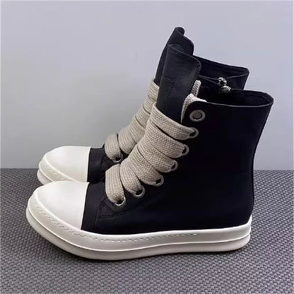 New Women Sneakers High-top Men's Casual Shoes Leather Shoes For Women Flat Sport Shoes Thick Lace Up Unisex Couple Women Shoes