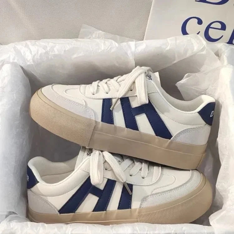 Comfortable Thick Bottom Platform Women's Shoes Fall Season New Style Casual High Toppling White Shoes Rubber Upgraded PU Insole