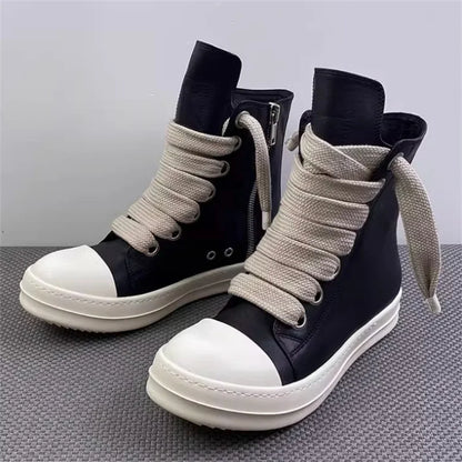 New Women Sneakers High-top Men's Casual Shoes Leather Shoes For Women Flat Sport Shoes Thick Lace Up Unisex Couple Women Shoes
