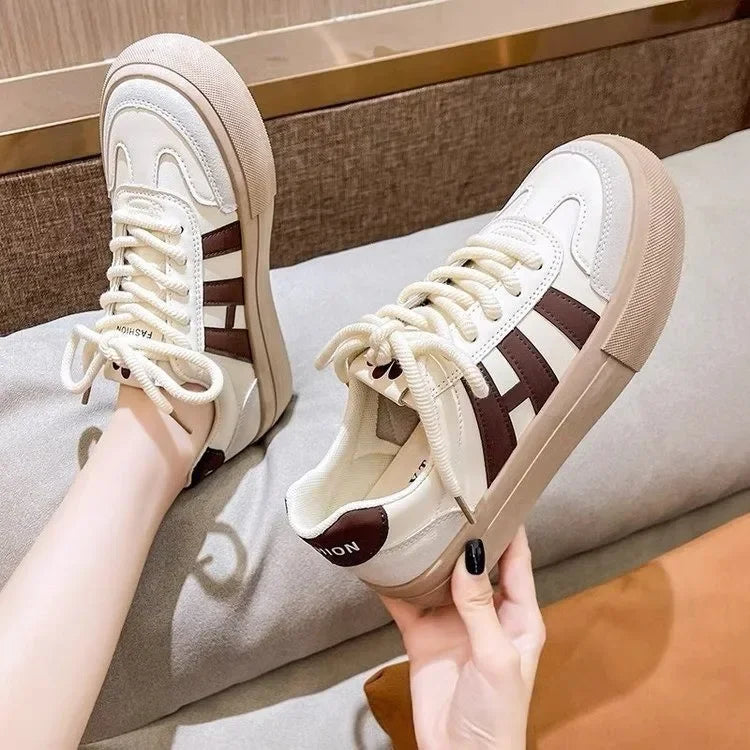 Comfortable Thick Bottom Platform Women's Shoes Fall Season New Style Casual High Toppling White Shoes Rubber Upgraded PU Insole