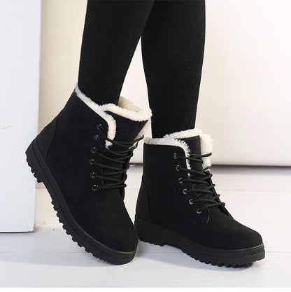 Boots Korean Style Winter Boots Snow Winter Shoes Woman Low Heels Women 's Fur Boots Ankle Combat Botas Mujer Luxury Footwear