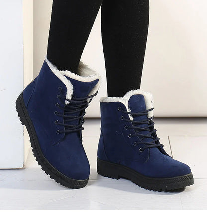 Boots Korean Style Winter Boots Snow Winter Shoes Woman Low Heels Women 's Fur Boots Ankle Combat Botas Mujer Luxury Footwear