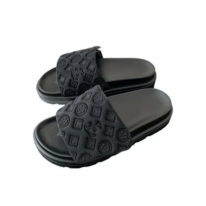 Ladies Magic Sticker Flat Slippers Summer New Designer Luxury Sandals for Women Elegant Home Flat Slippers Zapatos De Mujer