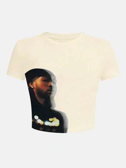 Women's Retro Figure Graphic Y2k Cropped T-Shirt Hip-Hop Elements Summer Daily Wear T-Shirt Y2k Ladies Clothes Female Clothing