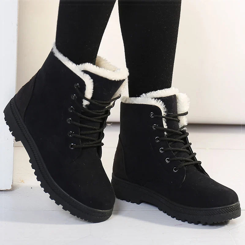 Boots Korean Style Winter Boots Snow Winter Shoes Woman Low Heels Women 's Fur Boots Ankle Combat Botas Mujer Luxury Footwear