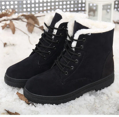 Boots Korean Style Winter Boots Snow Winter Shoes Woman Low Heels Women 's Fur Boots Ankle Combat Botas Mujer Luxury Footwear