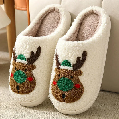 Halloween Home Slipper Women Plush Indoor Floor Non Slip Men Male House Shoes Fuzzy Winter Warm skull cartoon Female Plaid Gift