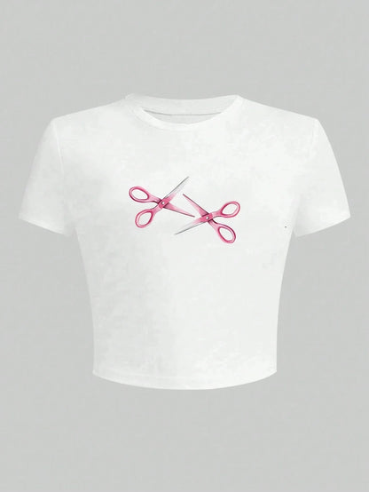 Women's Retro Figure Graphic Y2k Cropped T-Shirt Hip-Hop Elements Summer Daily Wear T-Shirt Y2k Ladies Clothes Female Clothing