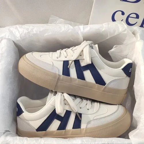 Comfortable Thick Bottom Platform Women's Shoes Fall Season New Style Casual High Toppling White Shoes Rubber Upgraded PU Insole