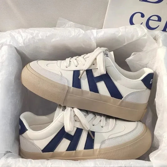 Comfortable Thick Bottom Platform Women's Shoes Fall Season New Style Casual High Toppling White Shoes Rubber Upgraded PU Insole