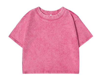 100% Cotton Washed T-Shirts For Women Loose O-Neck Crop Tops Y2k Street Female Clothes Summer Casual Vintage Short Sleeve Tees