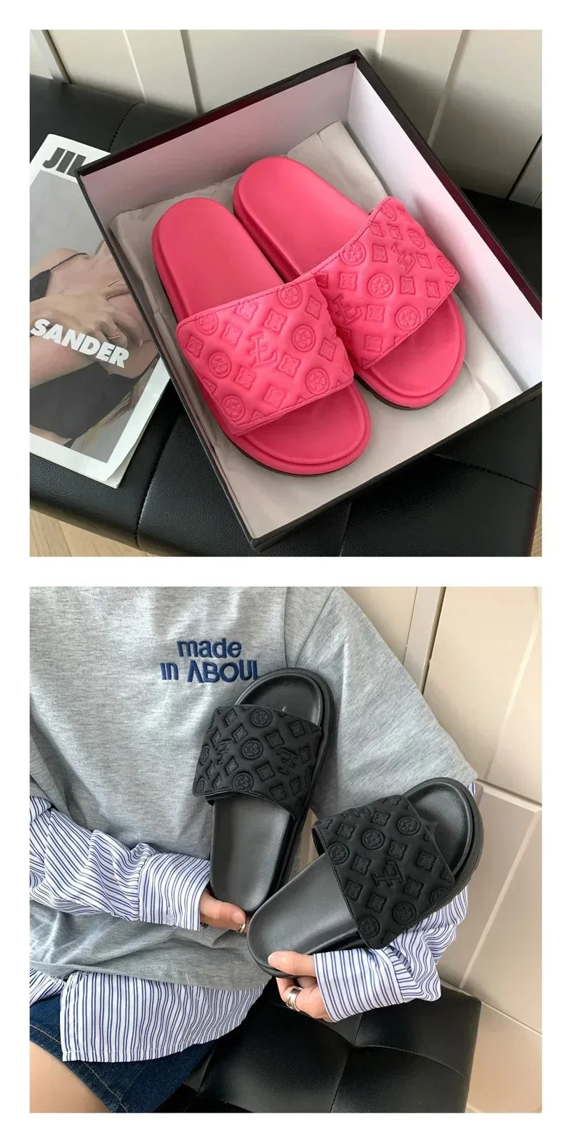 Ladies Magic Sticker Flat Slippers Summer New Designer Luxury Sandals for Women Elegant Home Flat Slippers Zapatos De Mujer